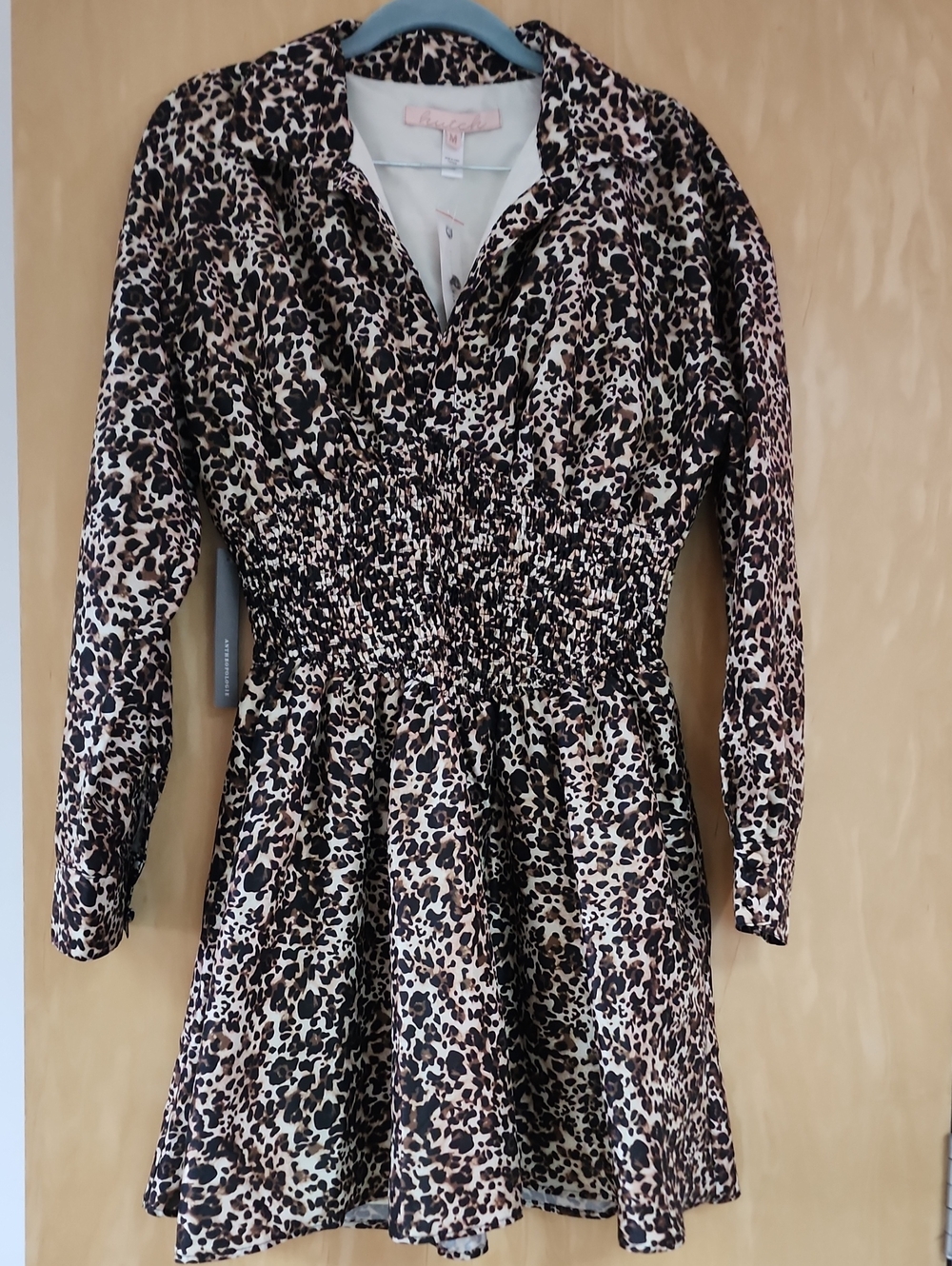 Hutch Leopard Print Mini Dress in Beige and Black Fits Small
